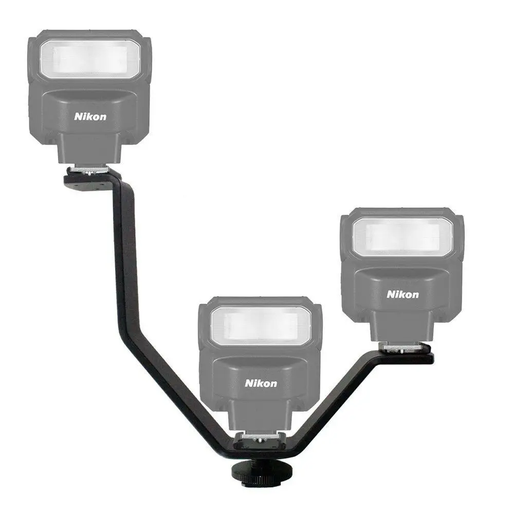 Photography Lighting Description - V รูปร่าง Triple Mount แฟลชสำหรับ SPEEDLITE