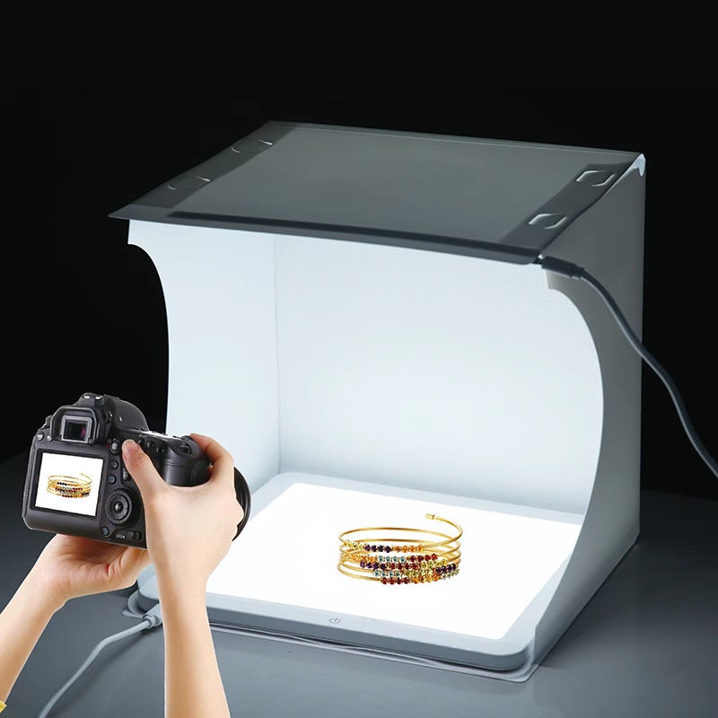 Photography Lighting Handheld - กล่องถ่ายภาพพกพาขนาด 20 ซม. พร้อมไฟ LED พับได้