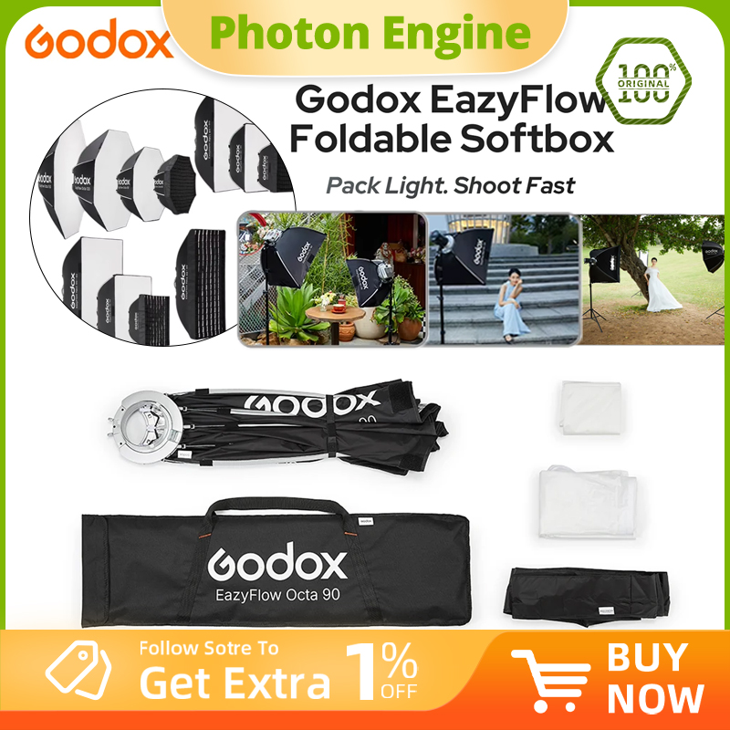 Photography Lighting Handheld - Godox ซีรีส์ EazyFlow ซอฟต์บ็อกซ์แบบพับได้ ขั้วต่อโบเวนส์ ติดตั้งง่าย